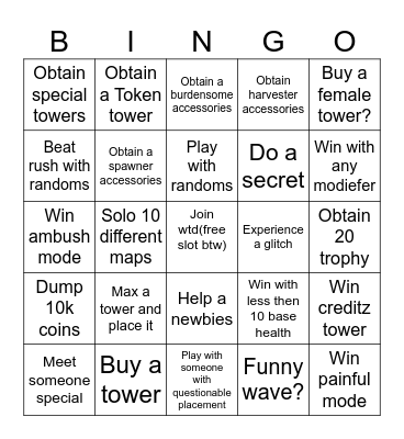 WTD BINGO(easy?) Bingo Card