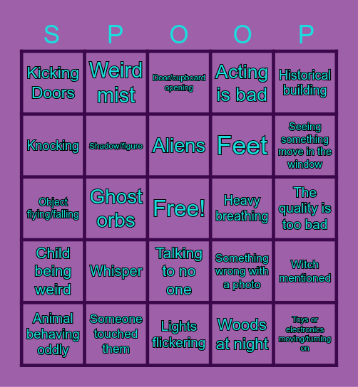 ghost videos bingo Card