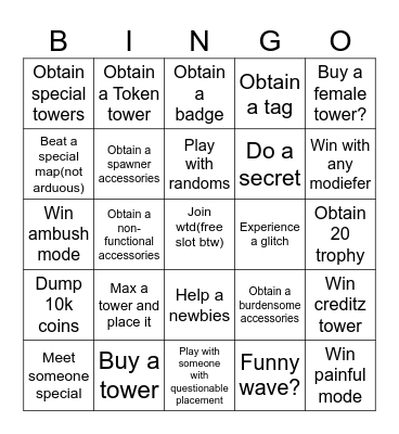 WTD BINGO(easy?) Bingo Card