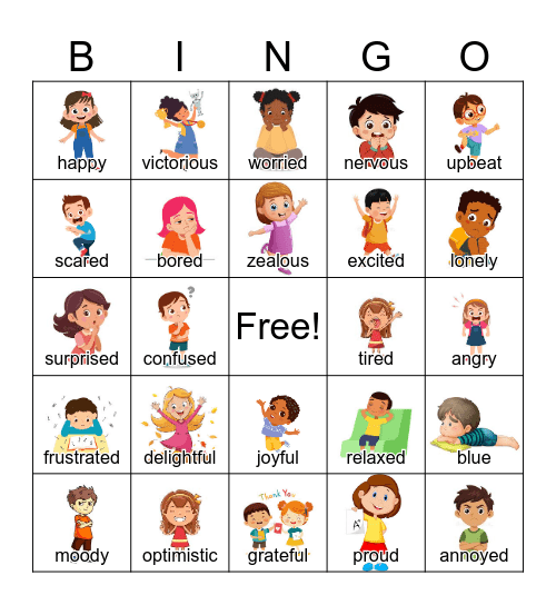 Emotional Bingo Card