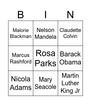 Black History Month Bingo Card