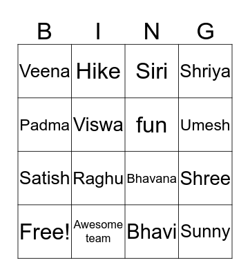 Hiking Bingo Card