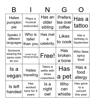 Team spORT Bingo Card