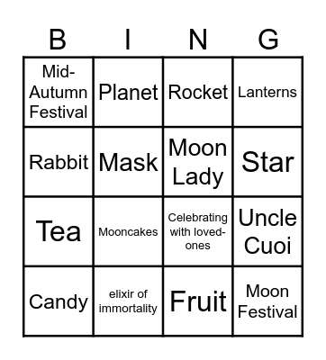 The Mid-Autumn Festival Bingo Card