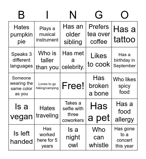 Team spORT Bingo Card