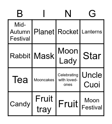 The Mid-Autumn Festival Bingo Card