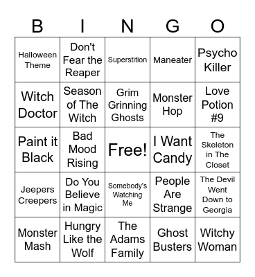 Halloween Bingo Card