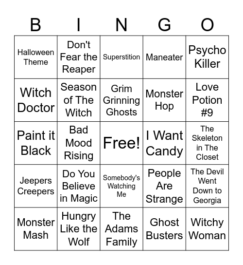 Halloween Bingo Card