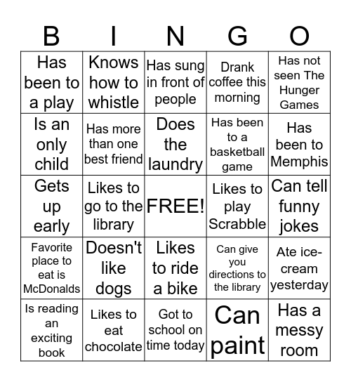 Class Bingo Search Bingo Card