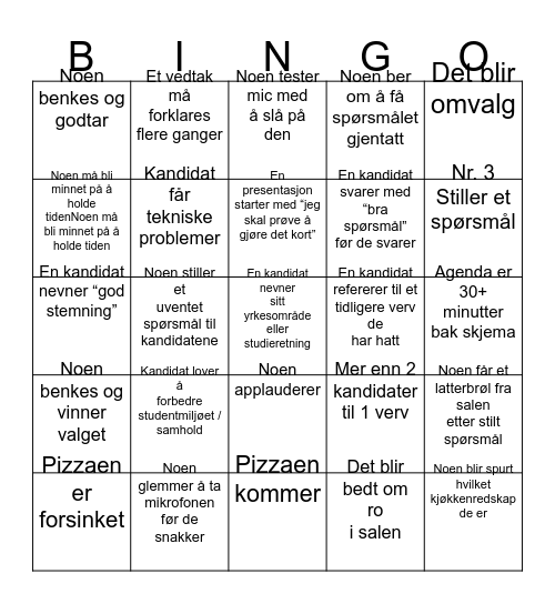 TIHLDE Generalforamling høst 2025 Bingo Card