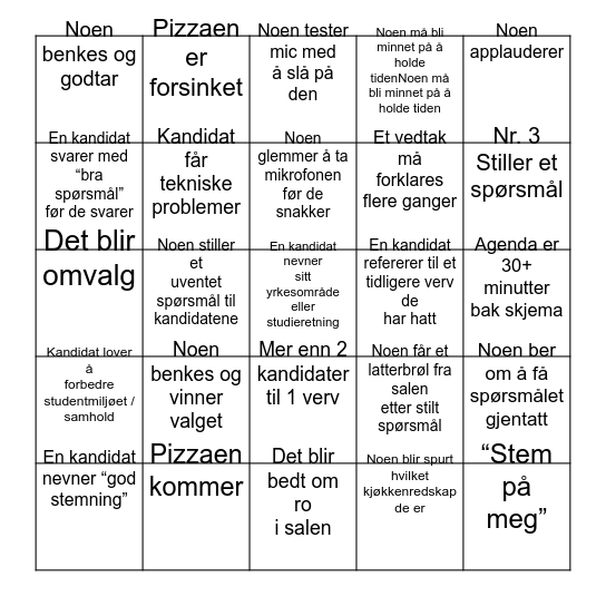 TIHLDE Generalforamling høst 2025 Bingo Card