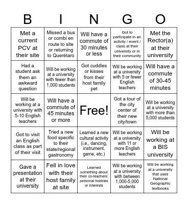Future Site Visit: Find Someone Who... Bingo Card