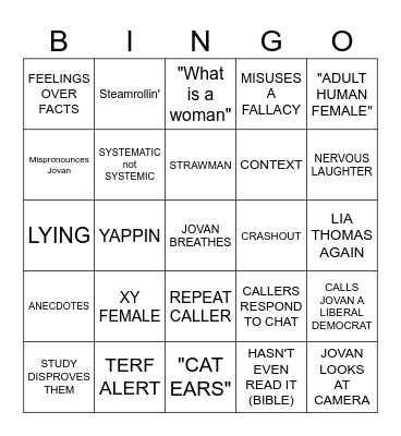 JOVANGO Bingo Card