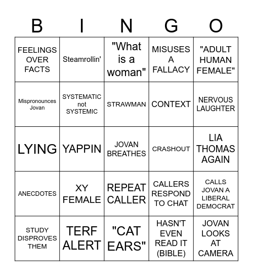 JOVANGO Bingo Card