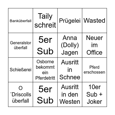 Osborne Bingo Card