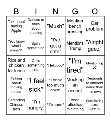 Orlando BINGO Card