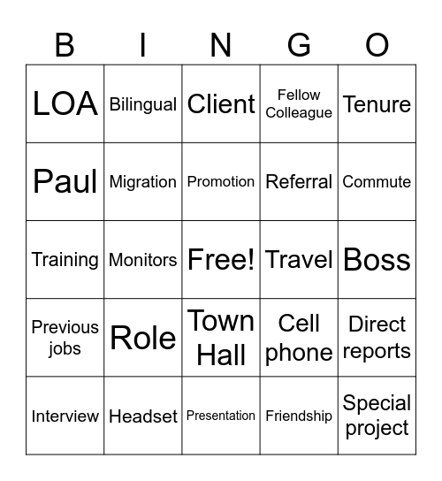 CSW Company Day BINGO! Bingo Card