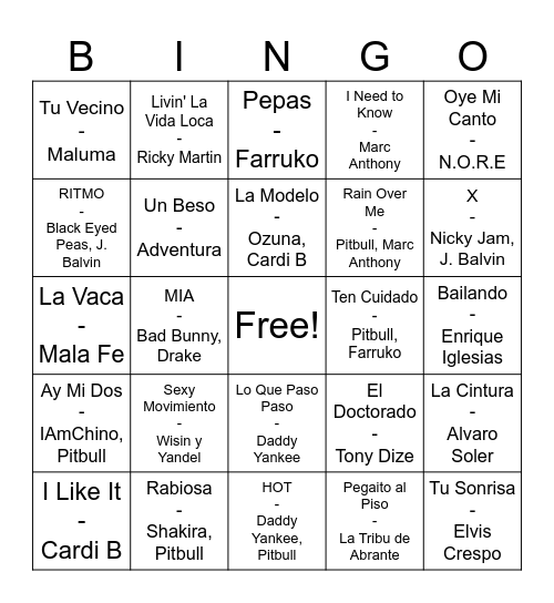 ¡Bingo Latino! Bingo Card