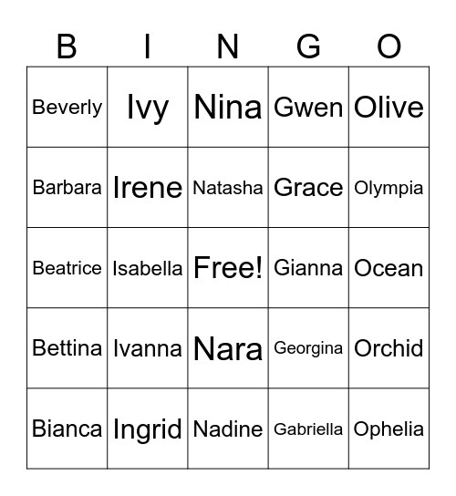Untitled Bingo Card