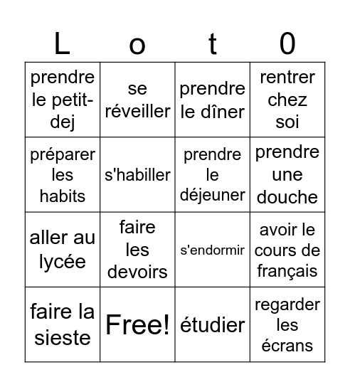 La routine Bingo Card