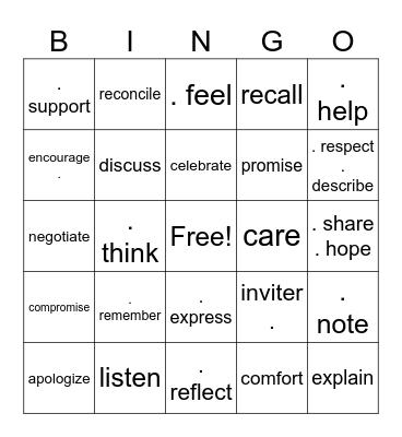 Verbs pai 4 Bingo Card