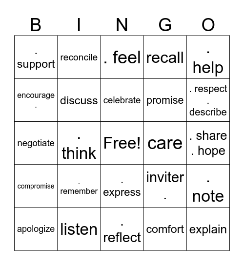 Verbs pai 4 Bingo Card