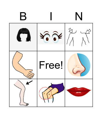 Partes del Cuerpo - Body Parts Bingo Card