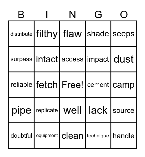 Lift 1 U2 Bingo Card