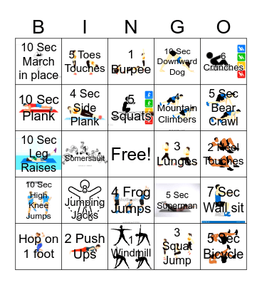Fitness Bingo Card