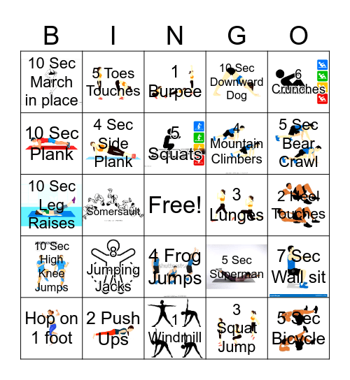 Fitness Bingo Card