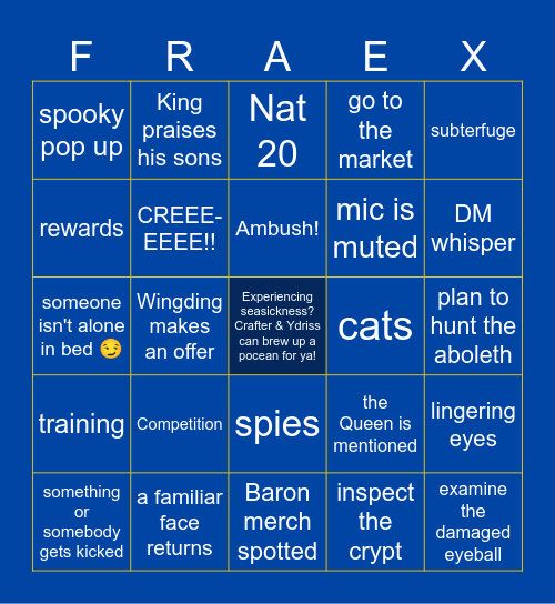 Cobalonia Restored Bingo Card