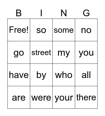 Trickey Words Unit 2 1-6 Bingo Card