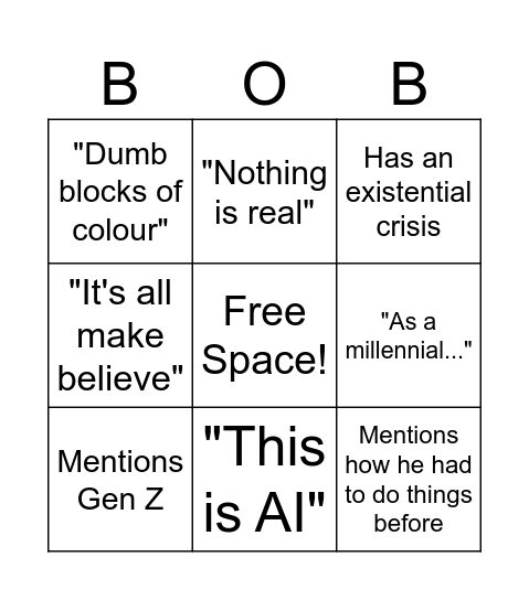 Bob Bingo Card