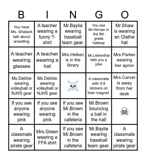 OMS BINGO! 8th Grade Bingo Card