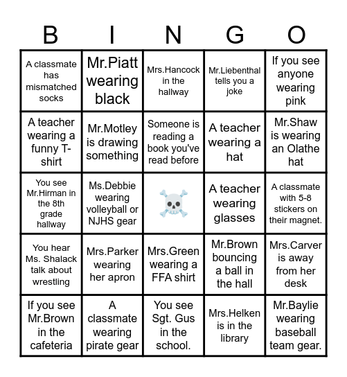 OMS BINGO! 8th Grade Bingo Card