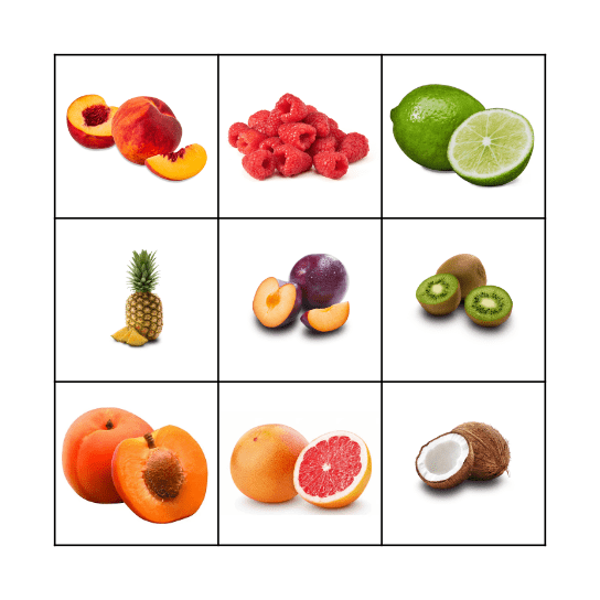 Fruit Bingo Card
