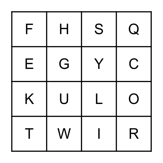 THE ALPHABET Bingo Card