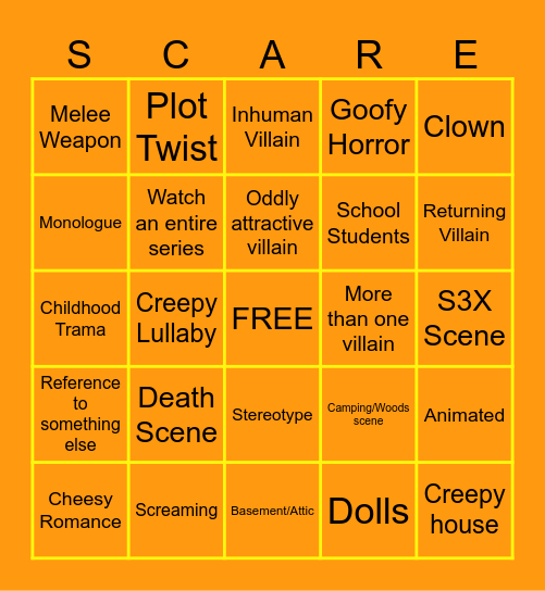 Halloween Movie Bingo! Bingo Card