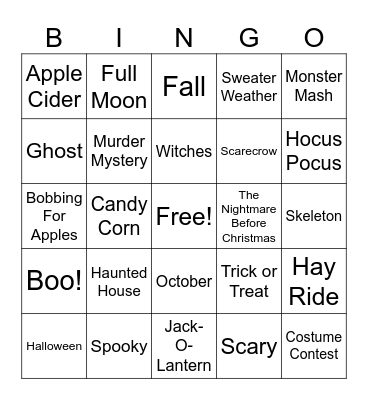 Halloween Bingo Card
