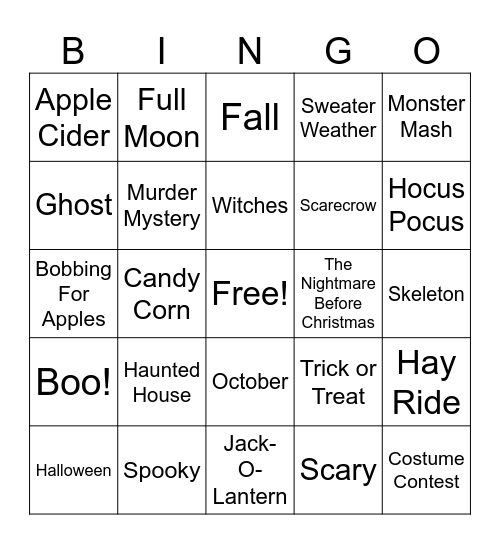 Halloween Bingo Card