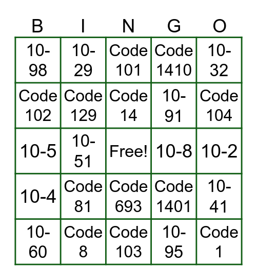 DISPATCH BINGO! Bingo Card