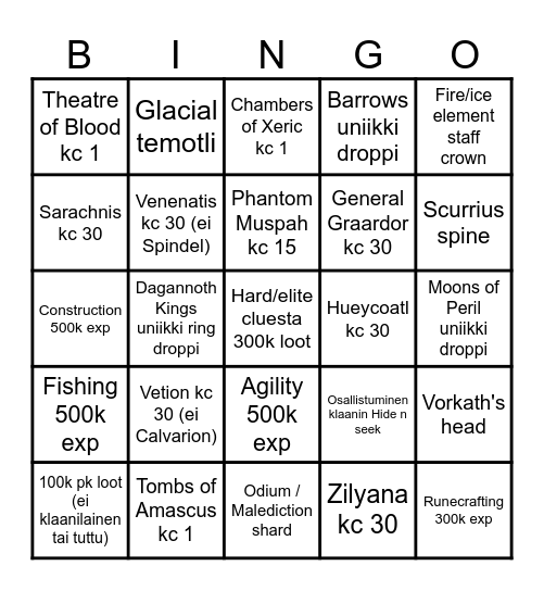 Fintiaanibingo25 Bingo Card