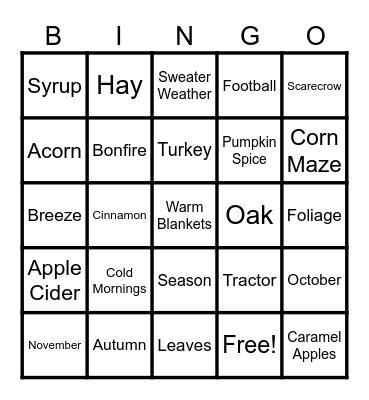 Autumn Bingo Card