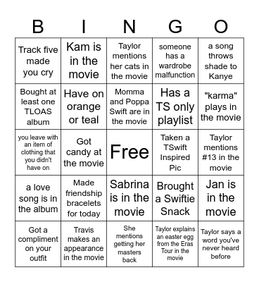 TLOAS RELEASE DAY BINGO Card