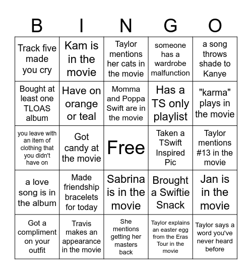 TLOAS RELEASE DAY BINGO Card