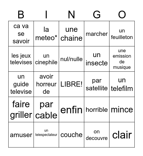 1B Bingo Card