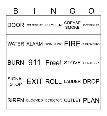 FIRE SAFETY Bingo Card