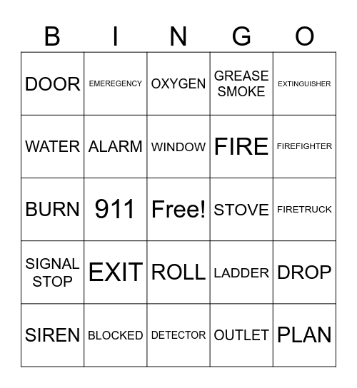 FIRE SAFETY Bingo Card
