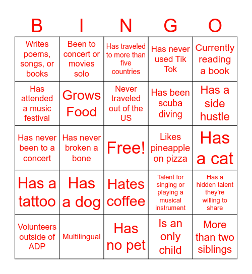 Bingo with the Brandos Bingo Card