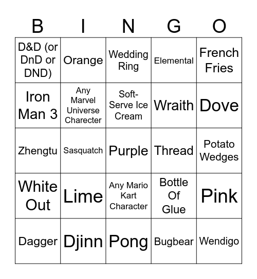 Relaxing Bingo Card